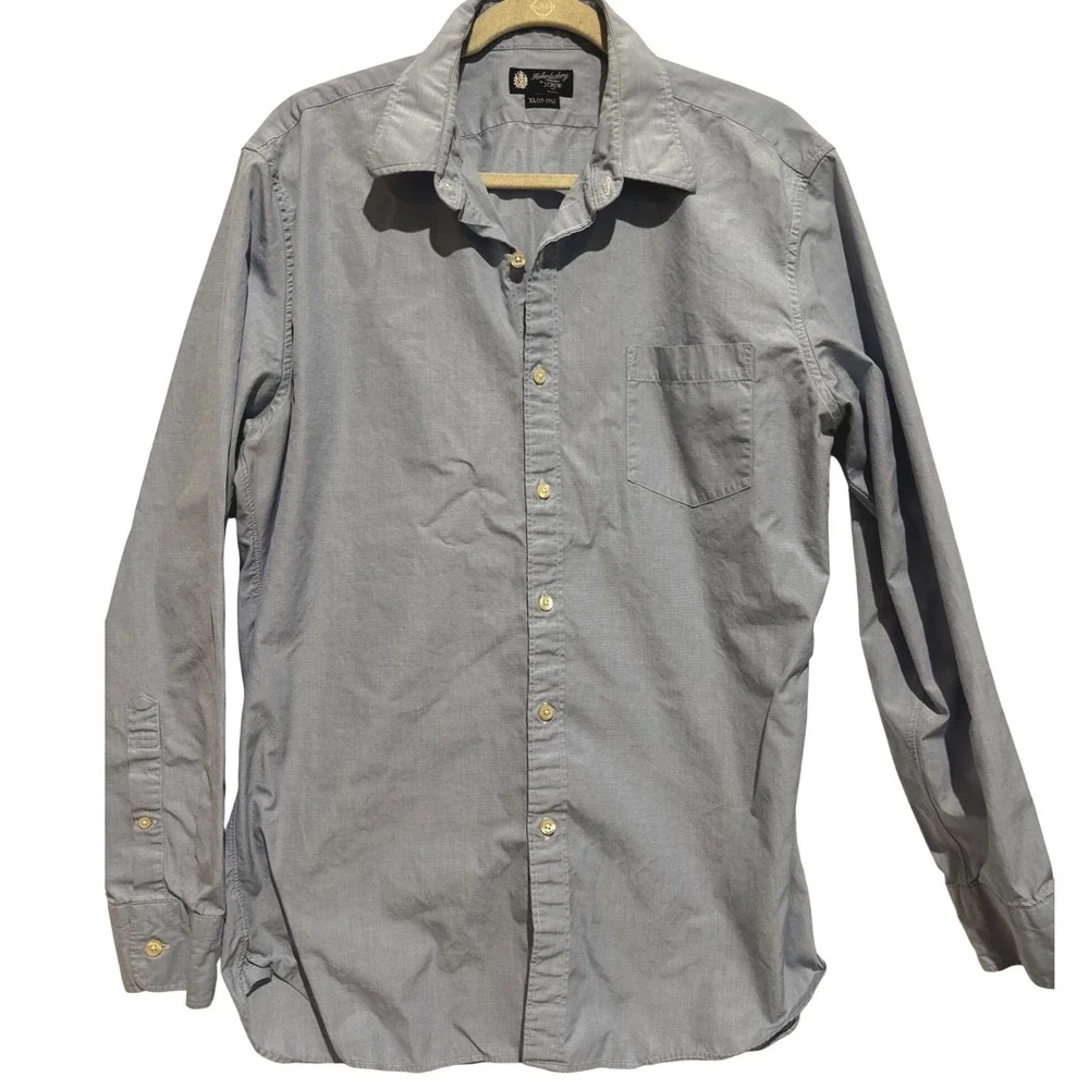 J.Crew Haberdashery‎ Mens XL Slim Fit Light Blue Micro Button Down Shirt Sz XL